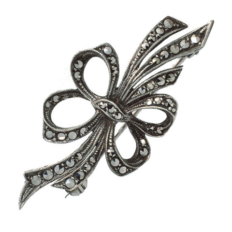 Marcasite Bow Silver Stock Pin