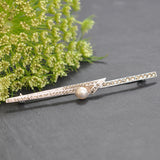 Silver marcasite & Pearl Stock Pin
