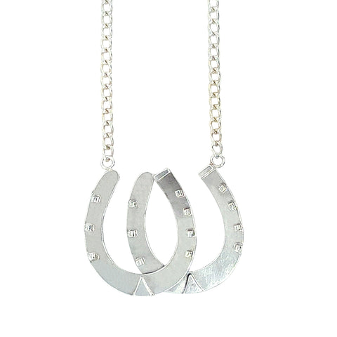 Double Horse Shoe Pendant Necklace