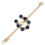 Sapphire & Diamond Horse Shoe Stock Pin