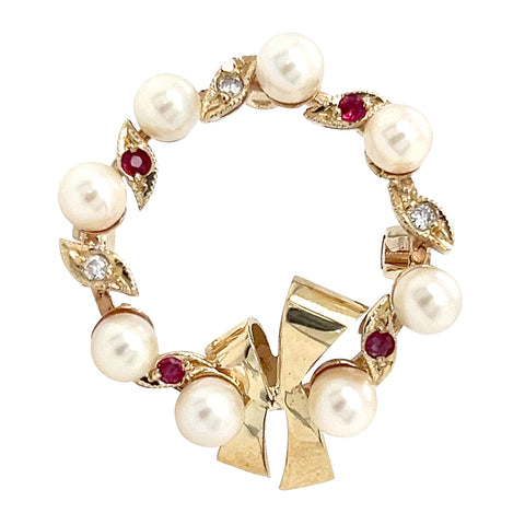 Pearl, Ruby & Diamond Stock Pin