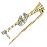 Diamond Horse Shoe on Hunting Horn Stock Pin