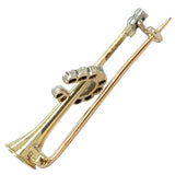 Diamond Horse Shoe on Hunting Horn Stock Pin