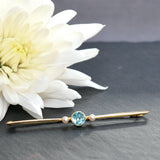 Blue Zircon & Pearl Stock Pin