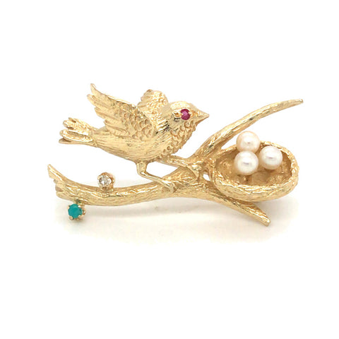 Gold Bird Brooch