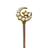 Pearl Crescent & Star Stick Pin
