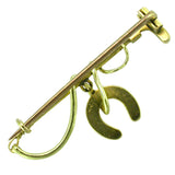 Yellow Gold Pearl Horse Shoe Stock Pin