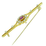 Pink Tourmaline & Pearl Stock Pin