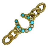 turquoise and pearl stock pin