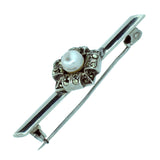 Silver Marcasite & Pearl Stock Pin