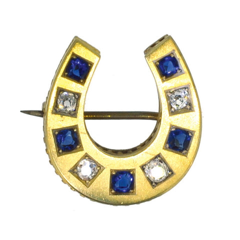 Sapphire & Diamond Horse Shoe Brooch