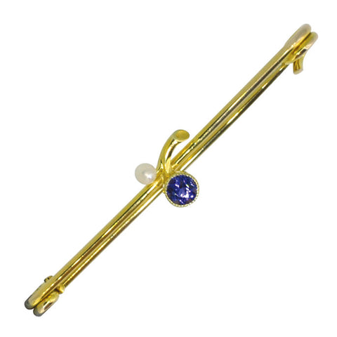 Sapphire & Pearl Stock Pin