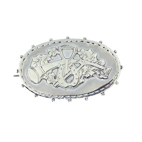Silver Hunting Horn Brooch