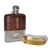 Silver, Glass & Leather Hip Flask