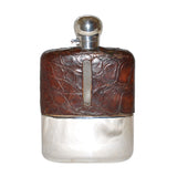 Silver, Glass & Leather Hip Flask