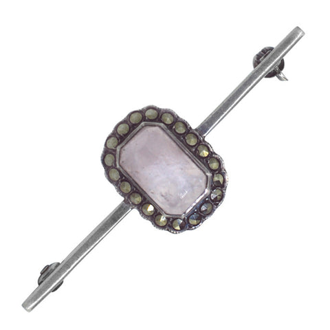 Rose Quartz & Marcasite Stock Pin