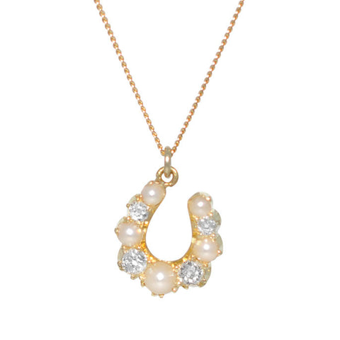 Pearl & Diamond Horse Shoe Necklace