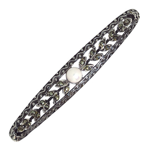 Marcasite & Pearl Stock Pin