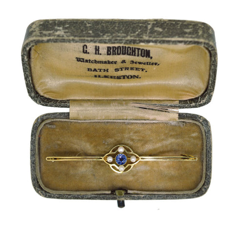 Sapphire & Pearl Stock Pin