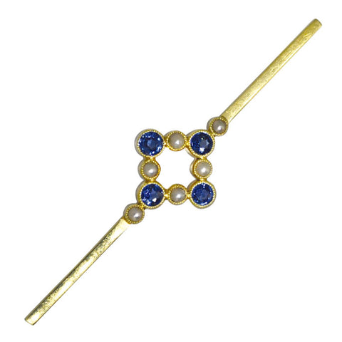 Sapphire & Pearl Stock Pin