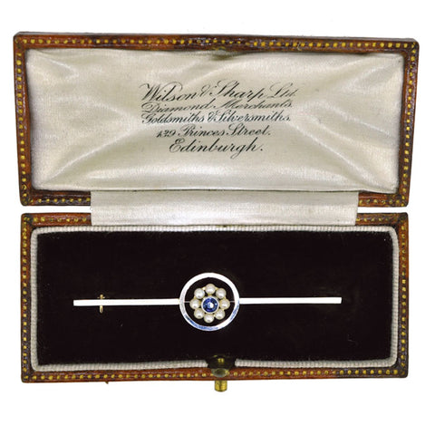 Sapphire & Pearl Stock Pin