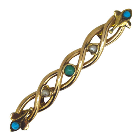 Turquoise & Pearl Stock Pin