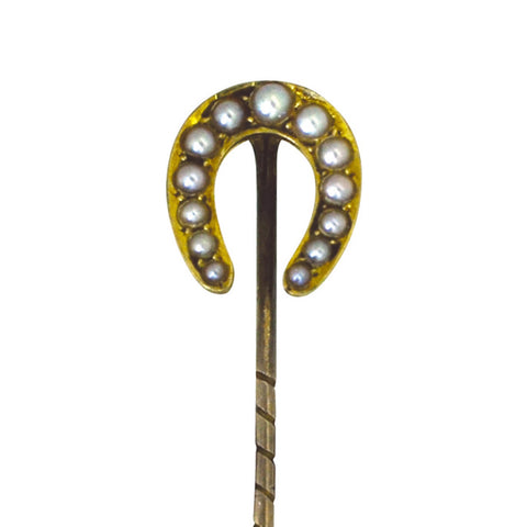 Victorian Pearl Horse Shoe Tie Pin