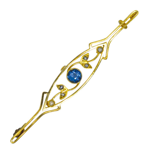 Sapphire & Pearl Stock Pin