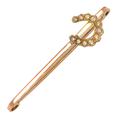Pearl Horse Shoe Stock Pin