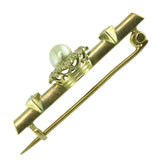 Yellow Gold Pearl and Diamond Stock Pin