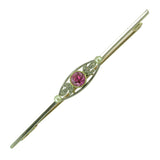 Pink Tourmaline and Diamond Vintage Stock Pin