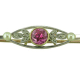 Pink Tourmaline and Diamond Vintage Stock Pin