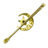 Pearl and Sapphire Crescent Stock Pin