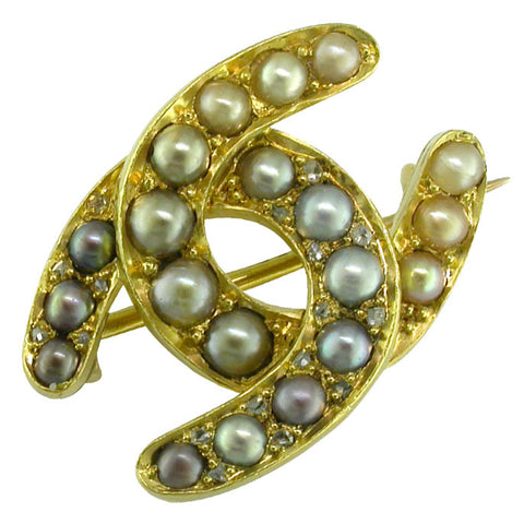 Pearl Horse Shoes Stock Pin