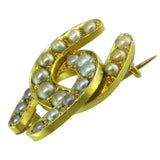 Pearl Horse Shoes Stock Pin
